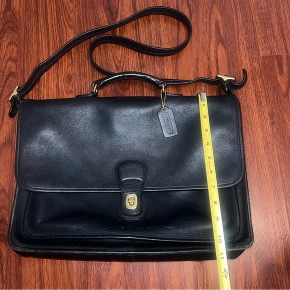 Vintage Coach Black Leather Flap Briefcase - Picture 4 of 9